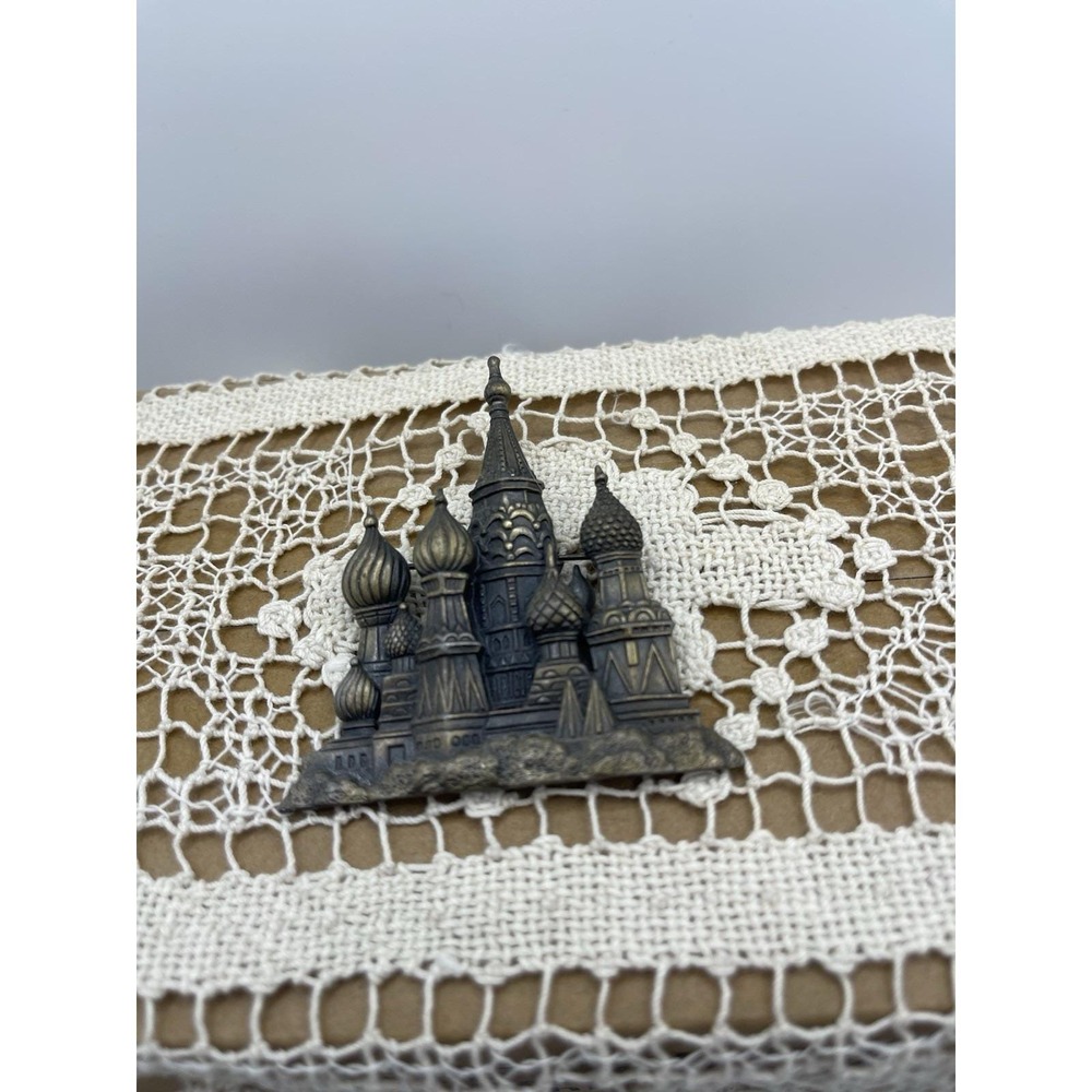 JJ Pewter Russian Kremlin Brooch 2-5/8" Tall Vintage - Picture 3 of 5